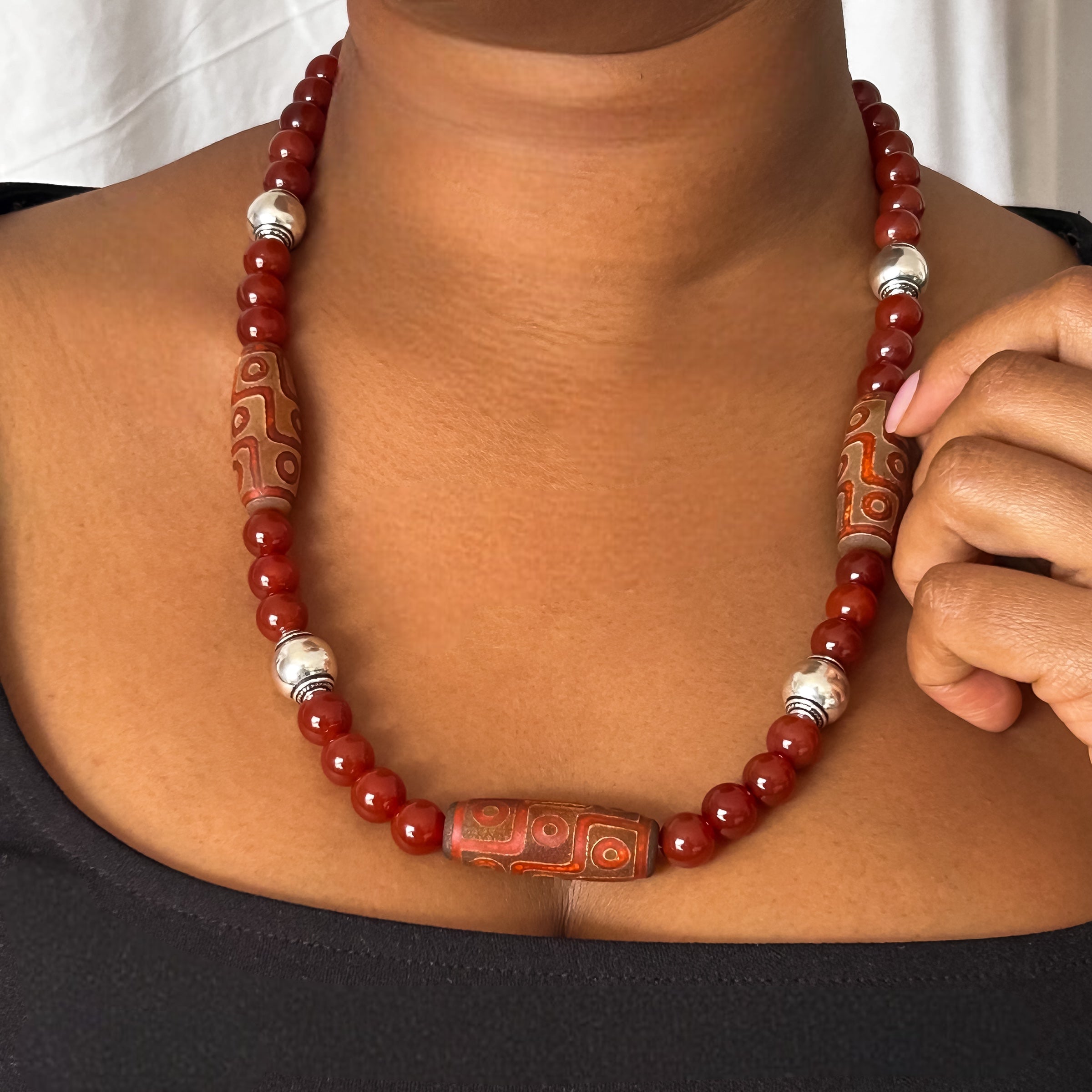 CARNELIAN AND DZI NECKLACE