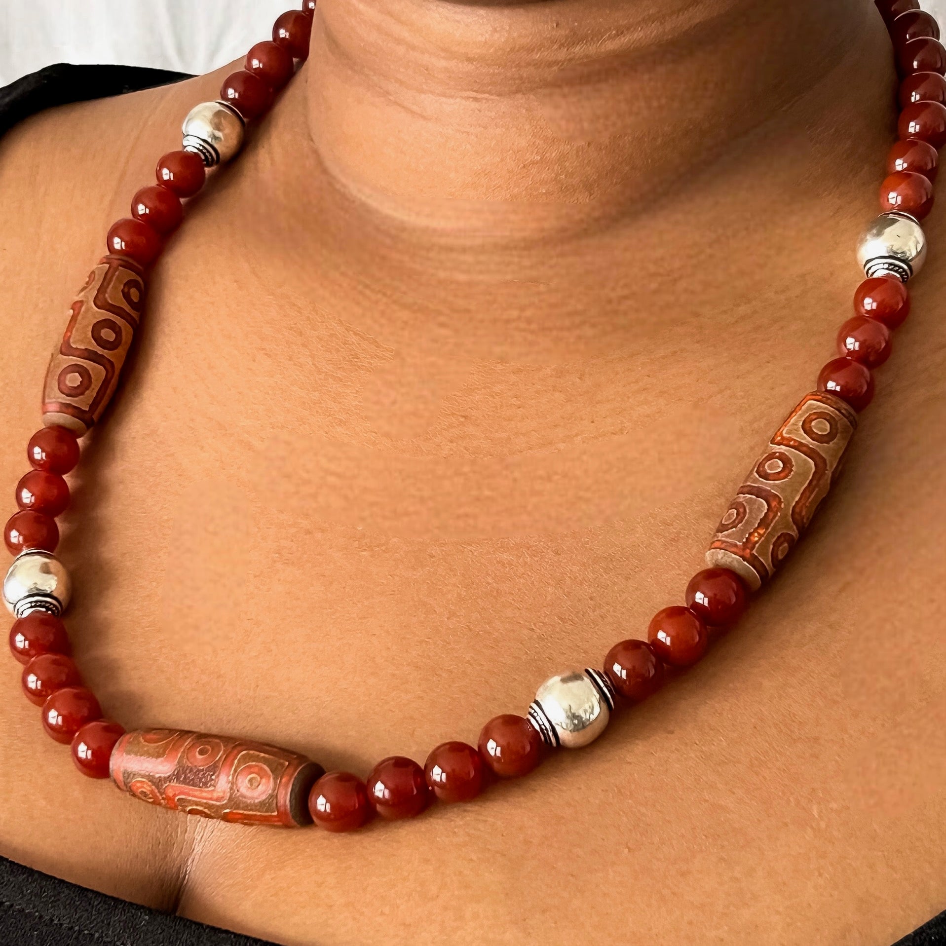 CARNELIAN AND DZI NECKLACE