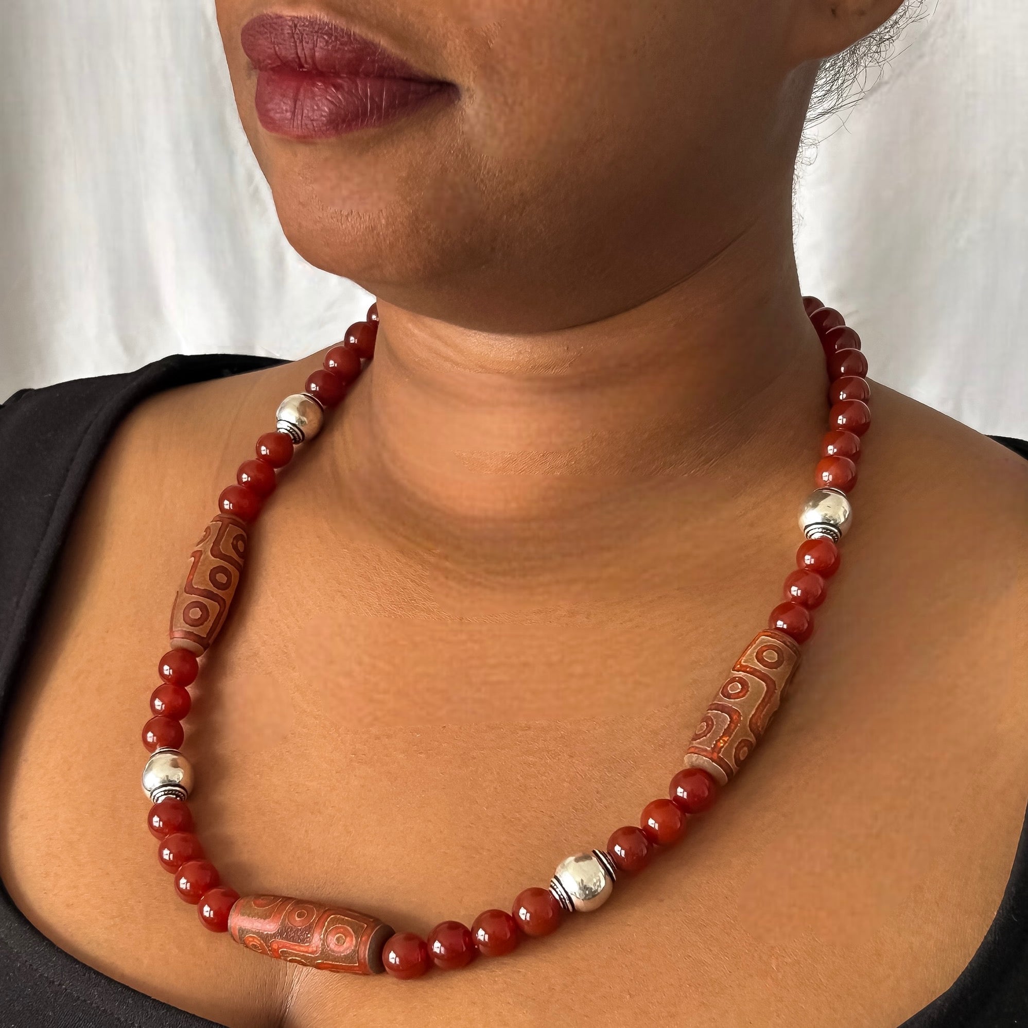 CARNELIAN AND DZI NECKLACE